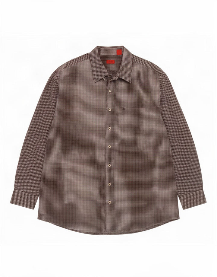 Camisa masculina Izod 3XL algodão guingão marrom