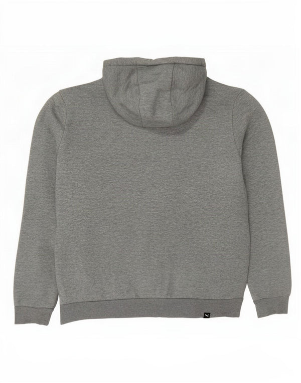 Puma Mens Graphic Hoodie Jumper Small Grey Flecked Cotton