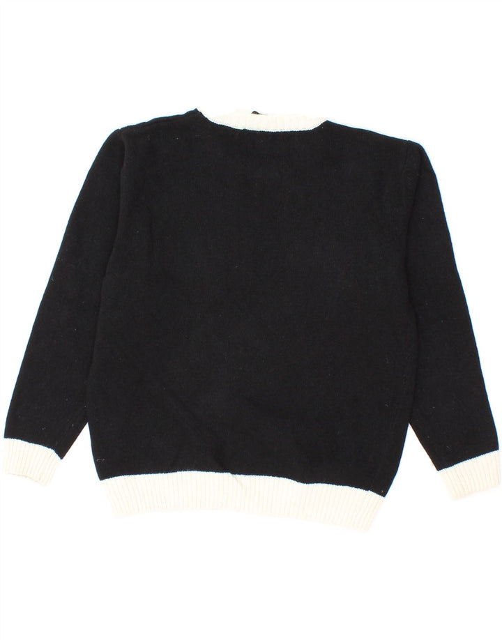 RICHMOND Boys Graphic Crew Neck Jumper Sweater 7-8 Years Black Cotton Vintage Richmond and Second-Hand Richmond from Messina Hembry 