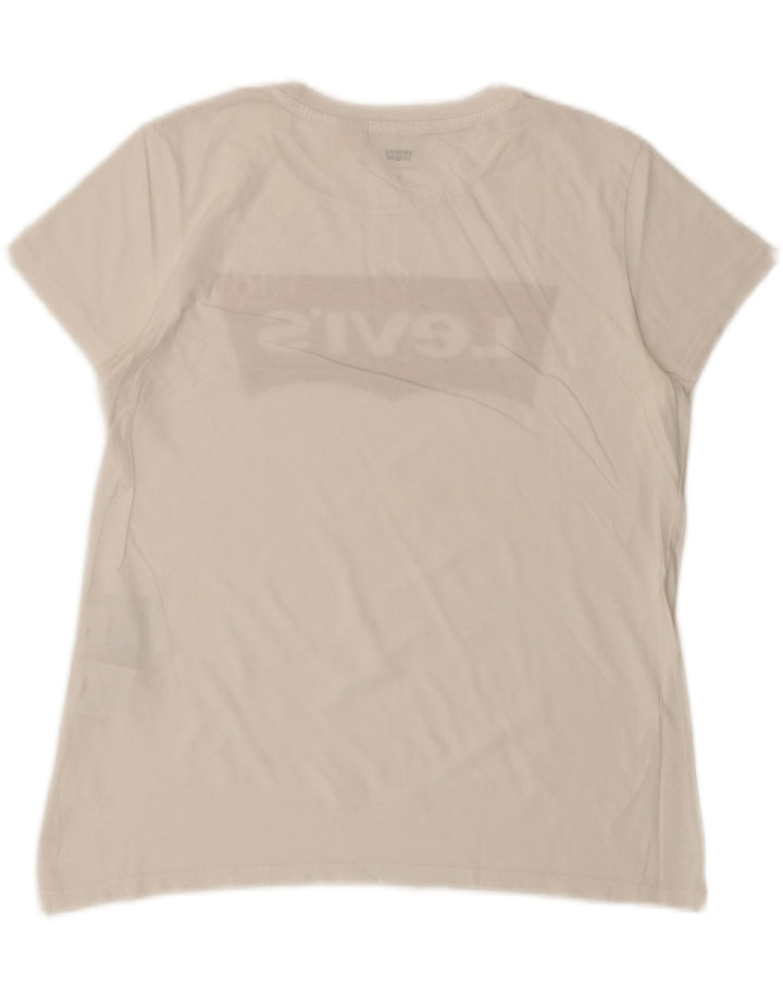 Camiseta feminina gráfica Levi's Top UK 10 pequeno algodão branco