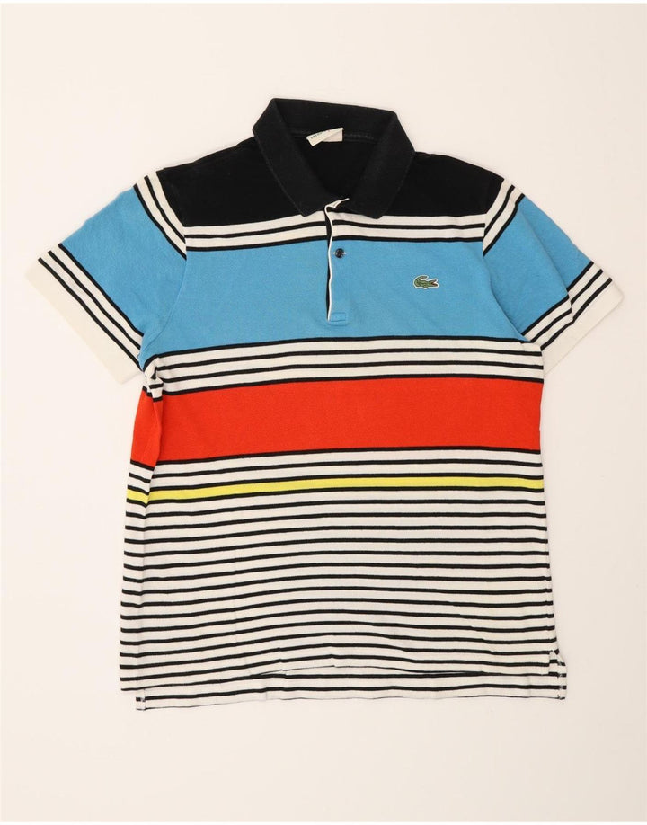Camisa polo masculina Lacoste tamanho 5 grande algodão listrado multicolorido
