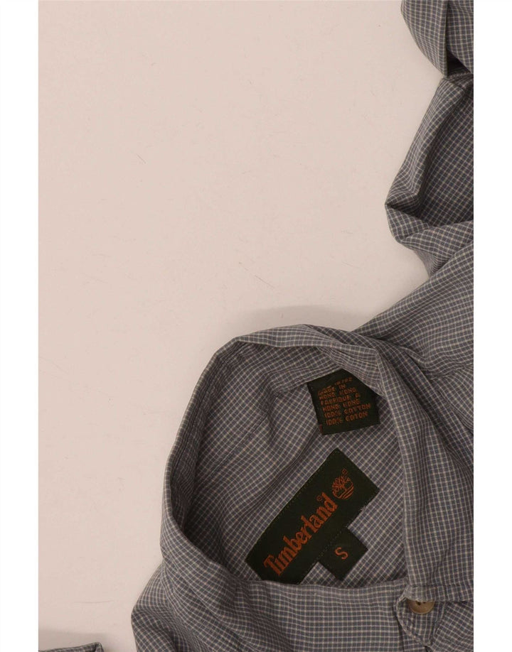Camisa masculina Timberland pequena xadrez cinza algodão