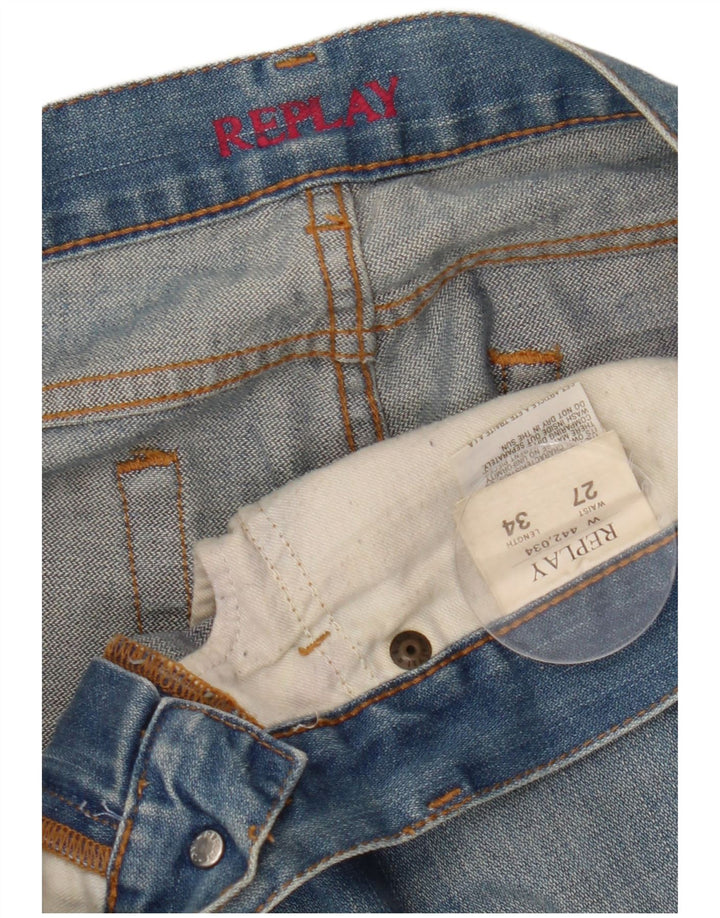 Replay Jeans Bootcut Feminino W27 L30 Azul Algodão