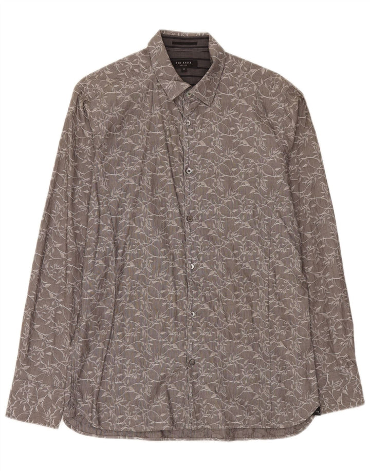 Camisa masculina Ted Baker tamanho 3 cinza médio floral