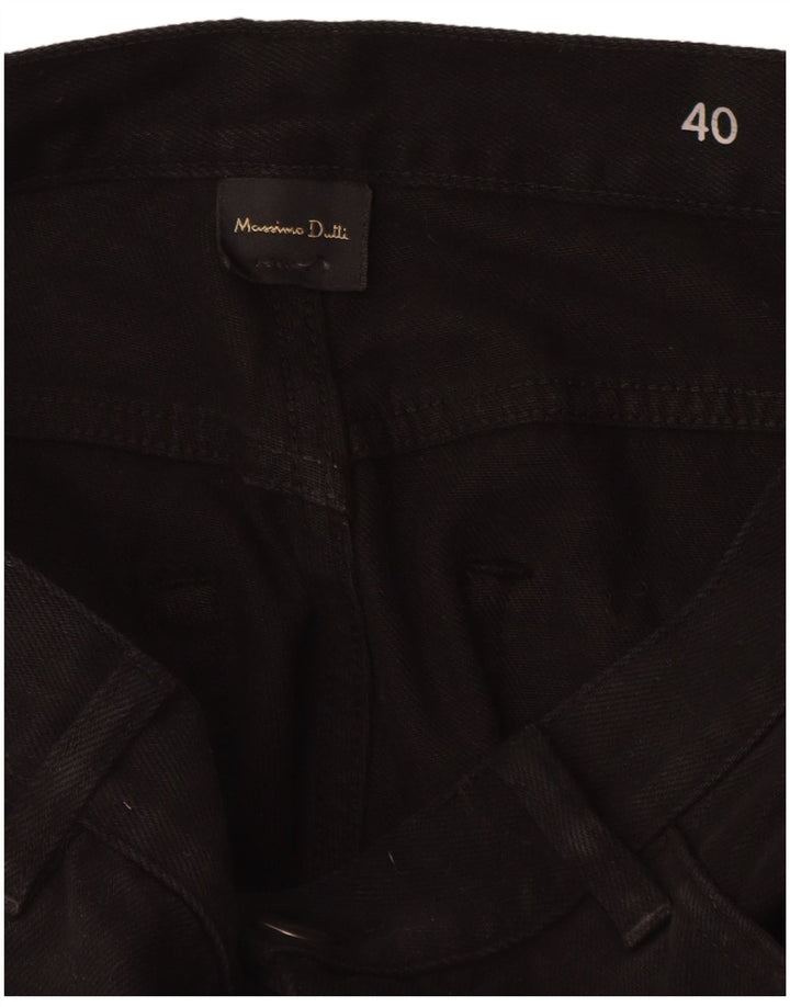 Jeans femininos Massimo Dutti cintura alta reta EU 40 médio W30 L29 preto