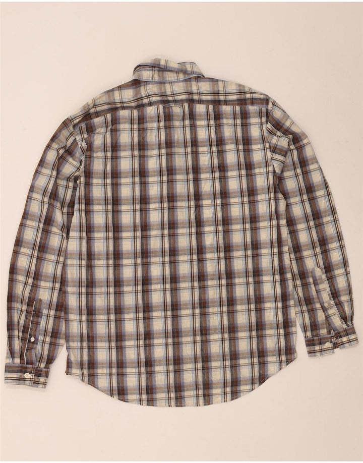 Camisa masculina Dockers tamanho 42/44 grande algodão xadrez marrom