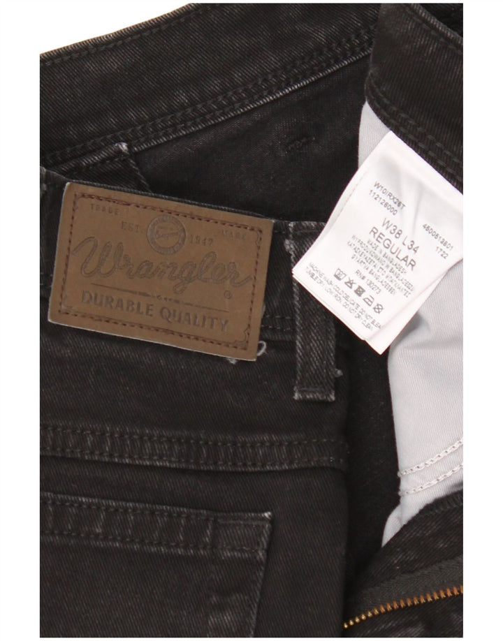 Wrangler masculino regular fit jeans reto W38 L34 algodão preto
