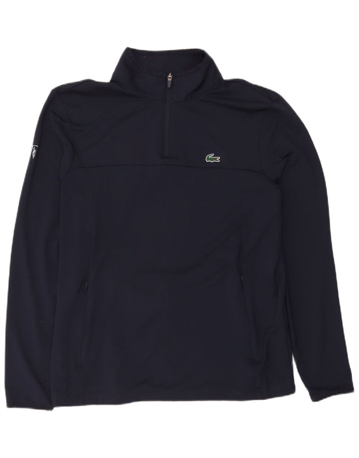 Pulôver masculino Lacoste com zíper e gola alta tamanho superior 6 XL azul marinho poliéster