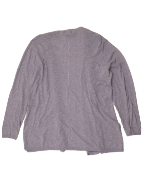 Camisola aberta do cardigan das mulheres da cara gorda Reino Unido 20 2XL algodão azul