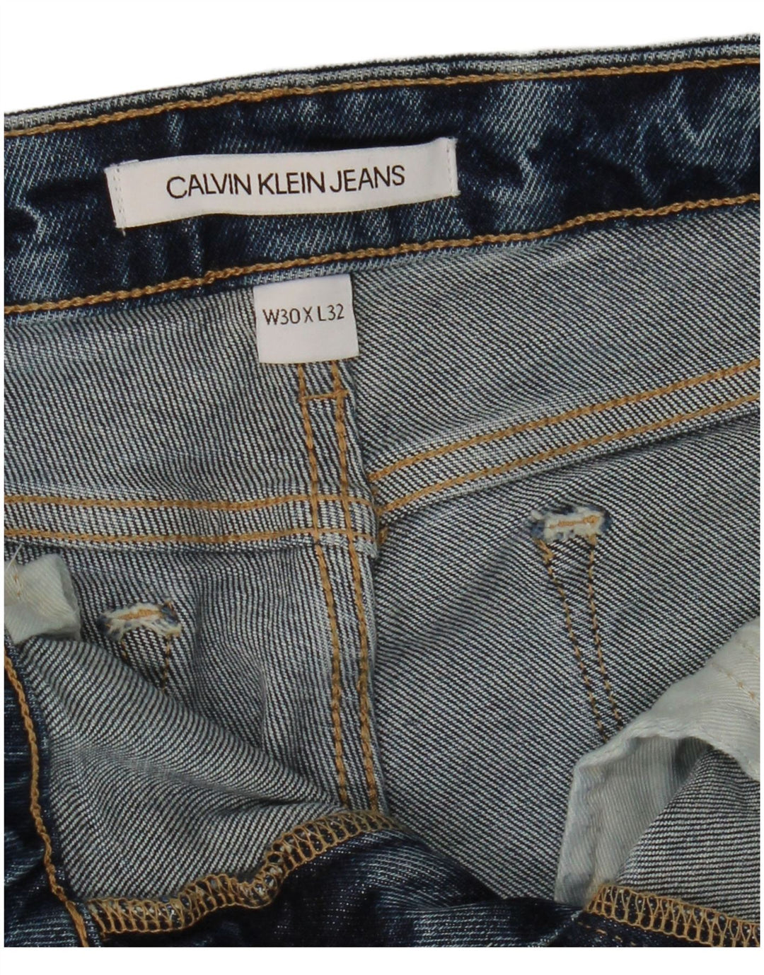 CALVIN KLEIN Calça jeans masculina cortada desgastada W30 L25 azul
