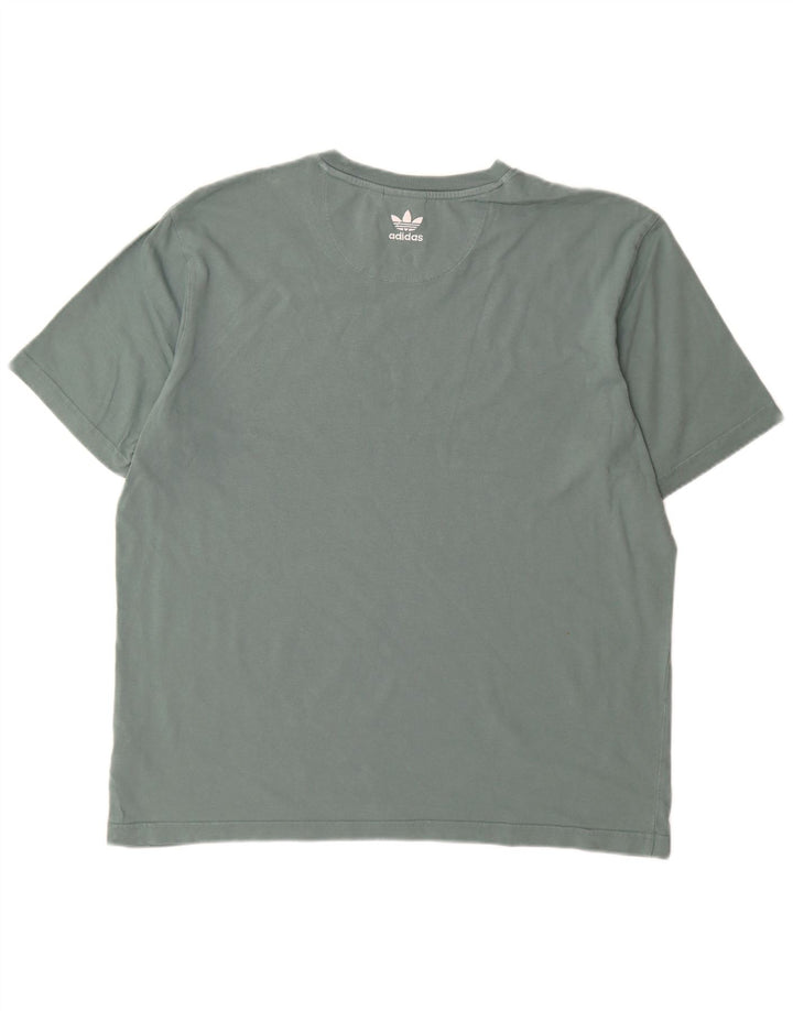Adidas Mens Camiseta Top Grande Algodão Azul