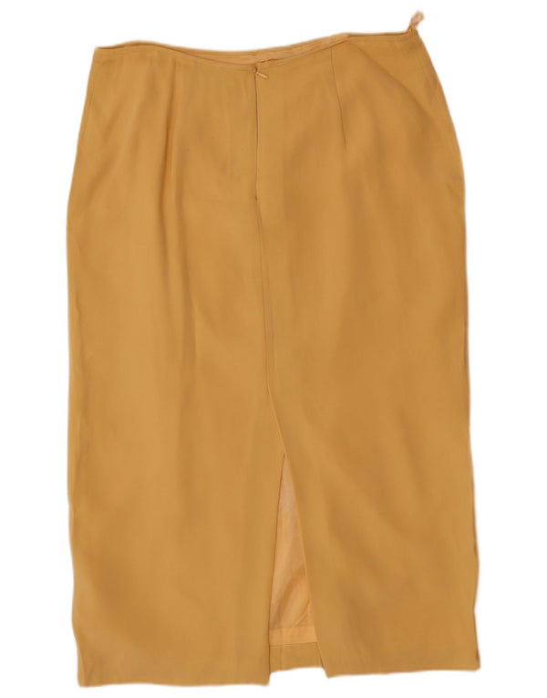 Luisa Spagnoli Womens Midi Skirt IT 50 XL W34 Yellow Silk