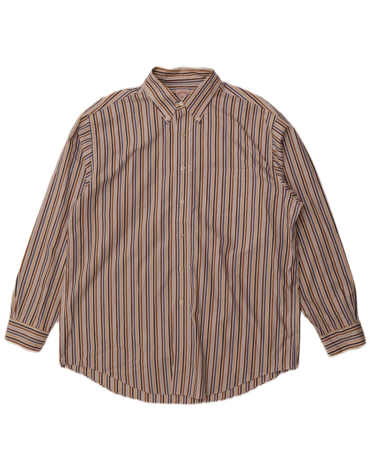 Camisa masculina Brooks Brothers 346 grande listrada multicolorida de algodão