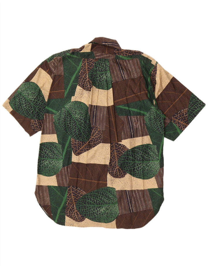 Casucci Camisa masculina de manga curta grande patchwork marrom