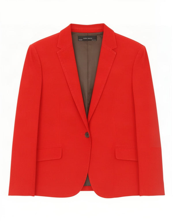Jaqueta blazer de veludo Zara feminina com 1 botão Reino Unido 18 XL vermelho