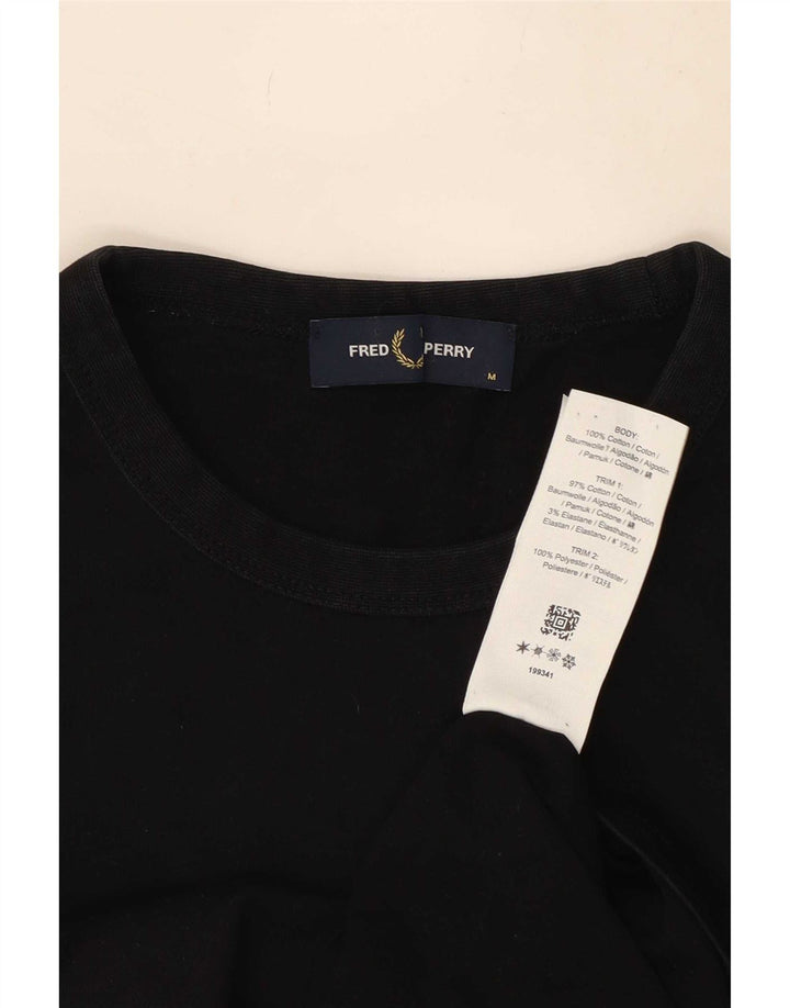 Fred Perry Camiseta masculina gráfica Top médio algodão preto