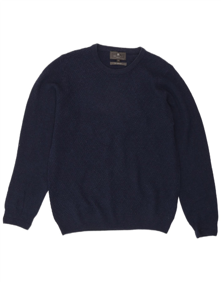 Suéter masculino Marks & Spencer com ajuste regular e gola redonda, pequeno azul marinho