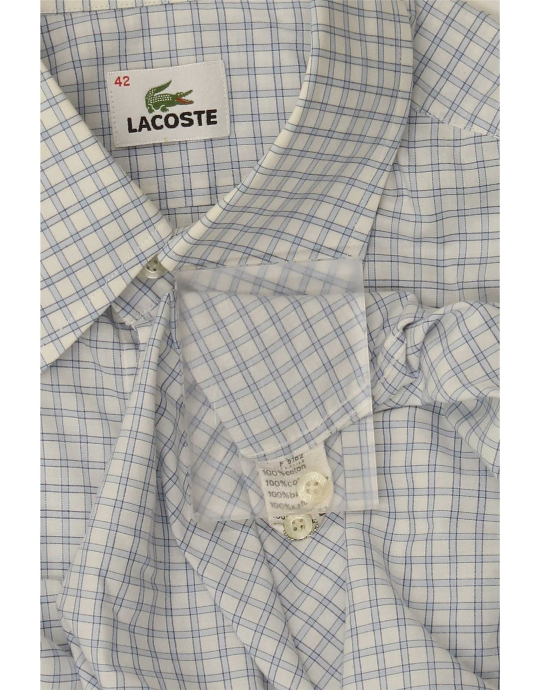Camisa masculina Lacoste tamanho 42 grande algodão xadrez azul