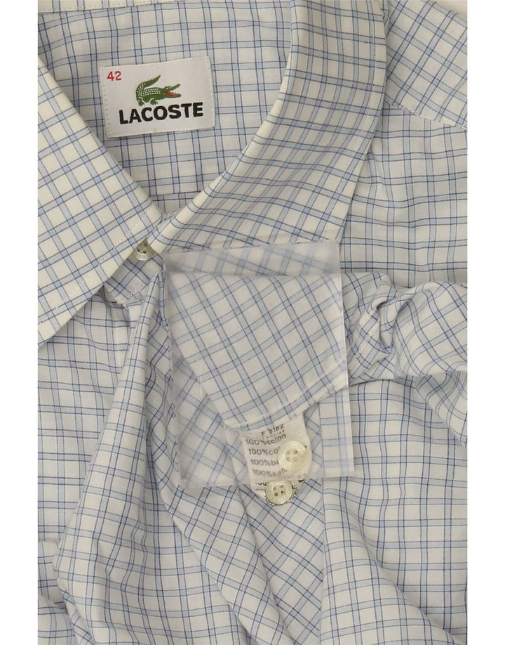 Camisa masculina Lacoste tamanho 42 grande algodão xadrez azul