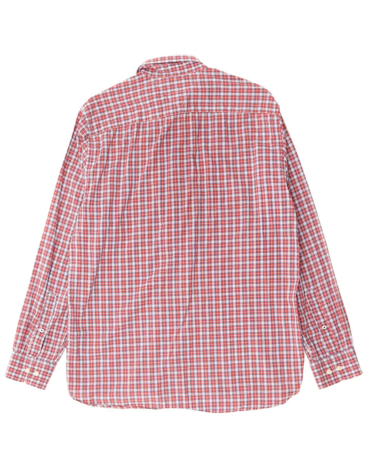 Camisa masculina Tommy Hilfiger Regular Fit grande algodão xadrez vermelho