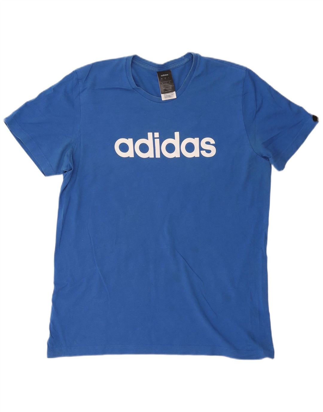 ADIDAS Mens Graphic T-Shirt Top Grande Algodão Azul