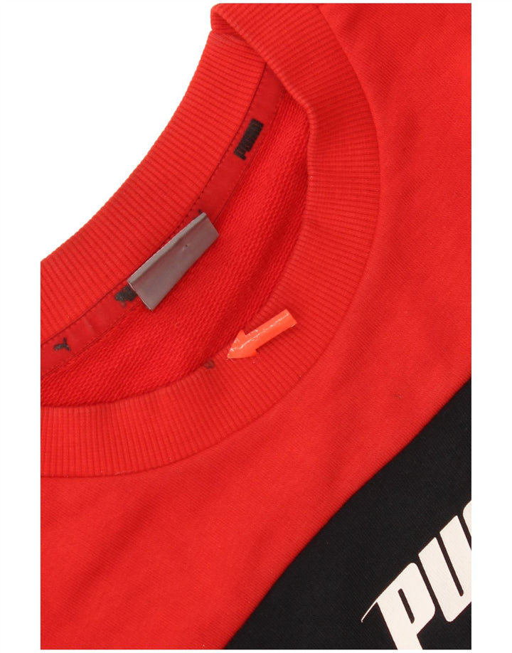 Puma Mens Graphic Moletom Jumper Pequeno Algodão Colorblock Vermelho