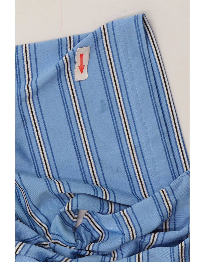 Camisa polo masculina Adidas grande poliéster listrado azul