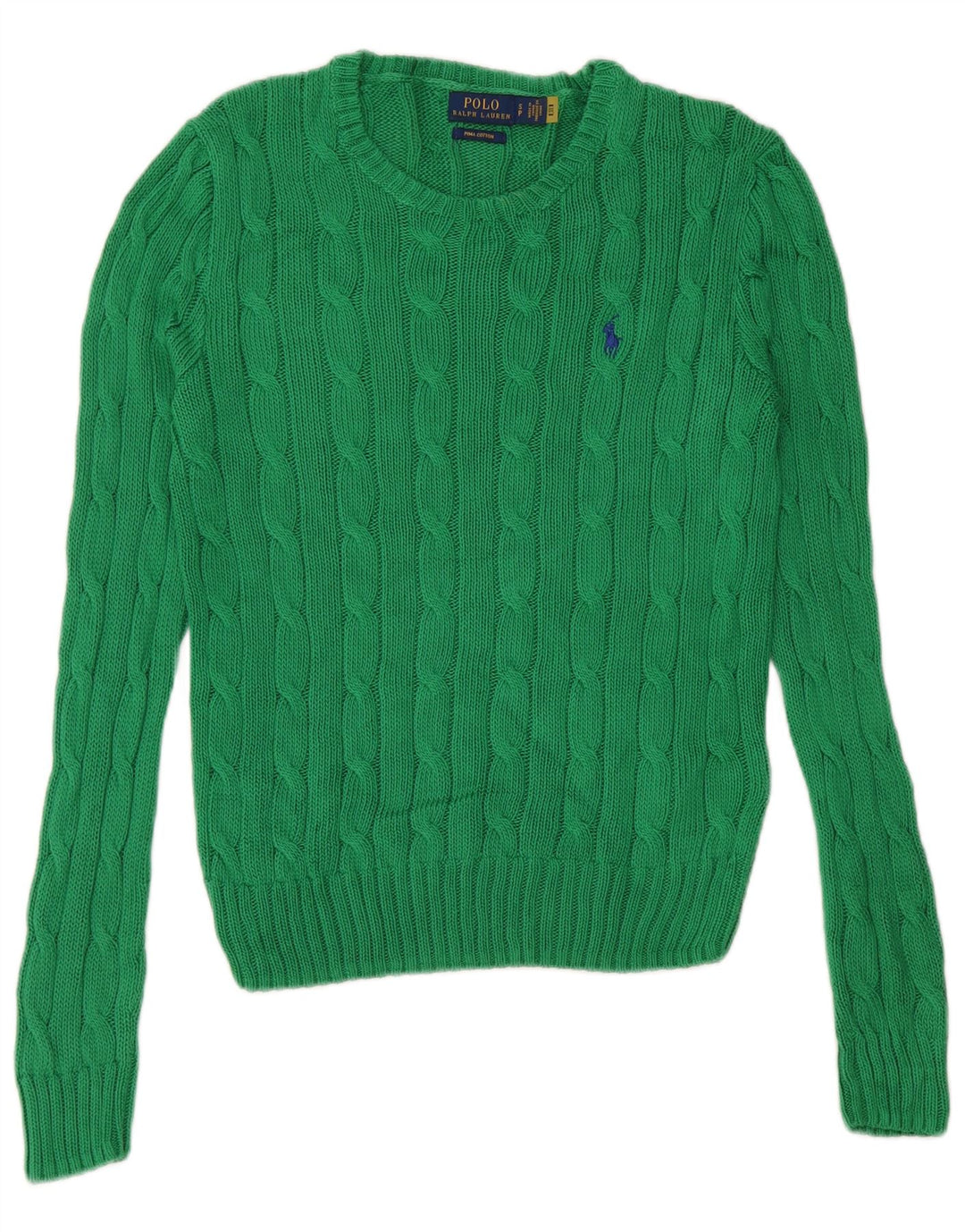 Suéter feminino POLO RALPH LAUREN com gola redonda, 10 algodão verde pequeno
