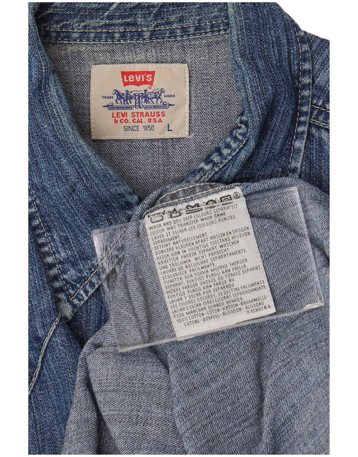 Camisa jeans masculina Levi's grande algodão azul
