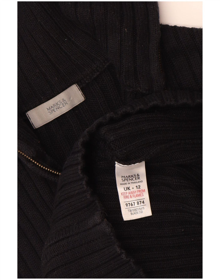 Suéter cardigã feminino MARKS & SPENCER Reino Unido 12 algodão preto médio