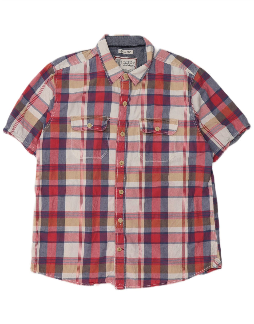 Camisa masculina de manga curta Fat Face Classic Fit grande xadrez multicolorido