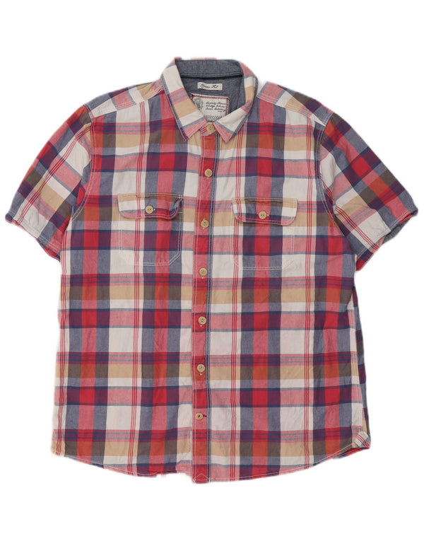 Camisa masculina de manga curta Fat Face Classic Fit grande xadrez multicolorido