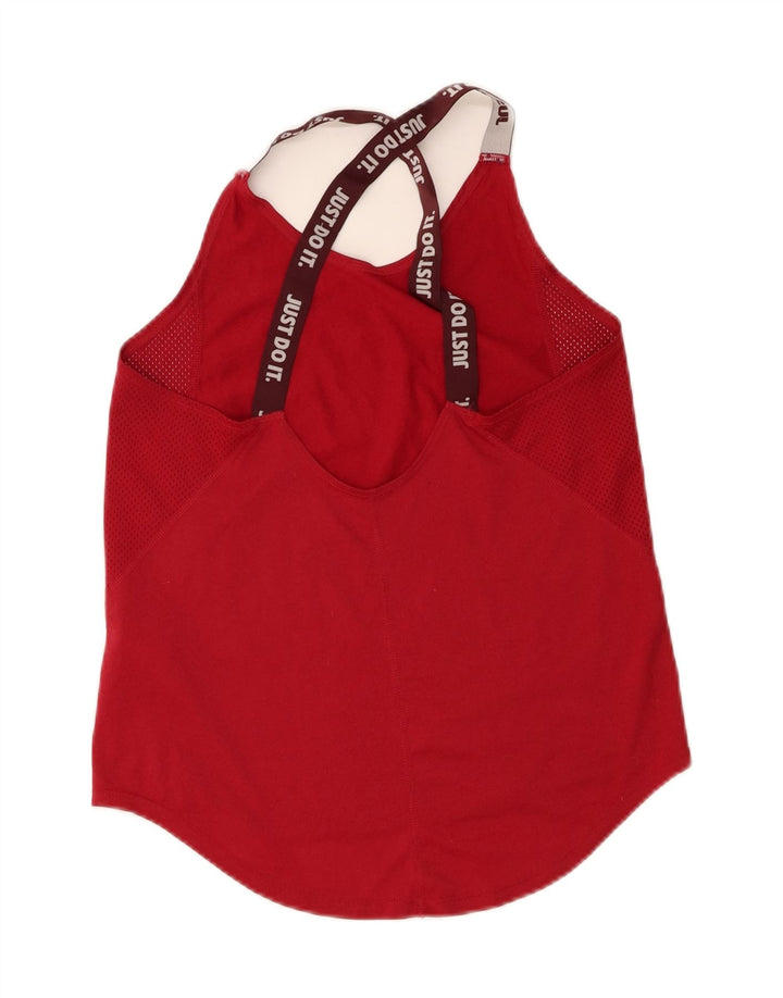 Nike Womens Dri Fit Vest Top UK 12 Médio Vermelho Poliéster