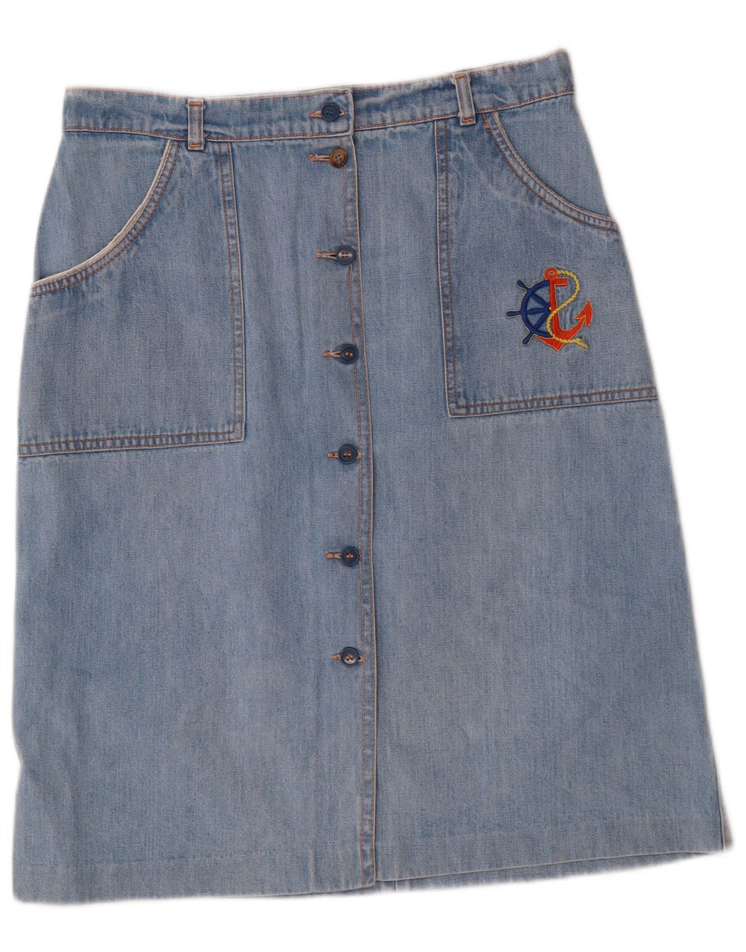 Saia jeans feminina vintage W32 grande azul