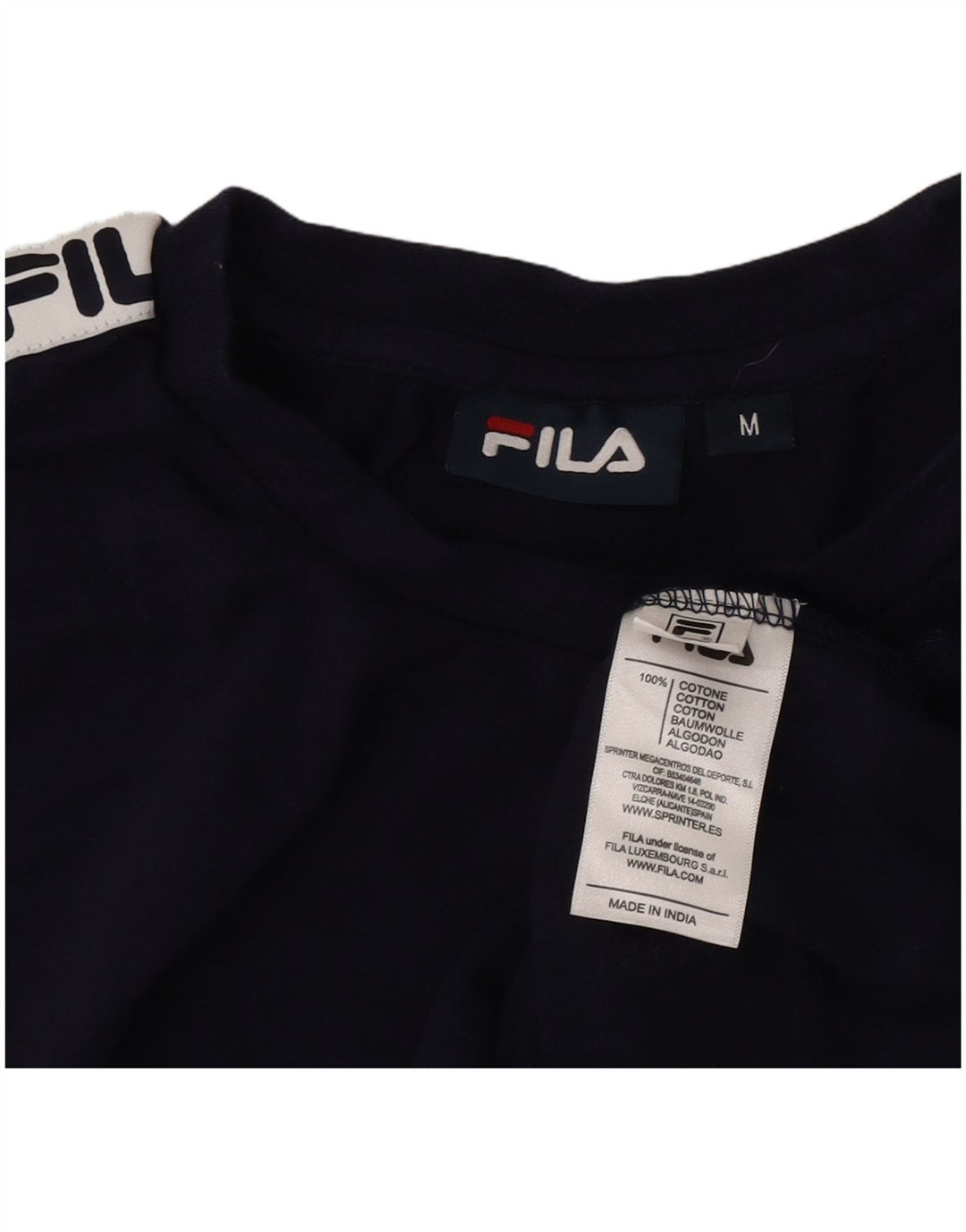 Camiseta masculina Fila Graphic Top médio azul marinho algodão colorblock