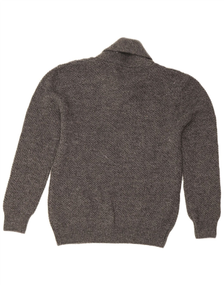 Zara Suéter masculino com gola xale e acrílico manchado cinza médio