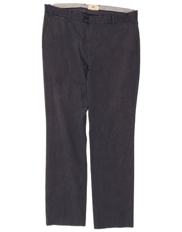 Calça Dockers masculina de terno reto W36 L32 algodão listrado azul marinho