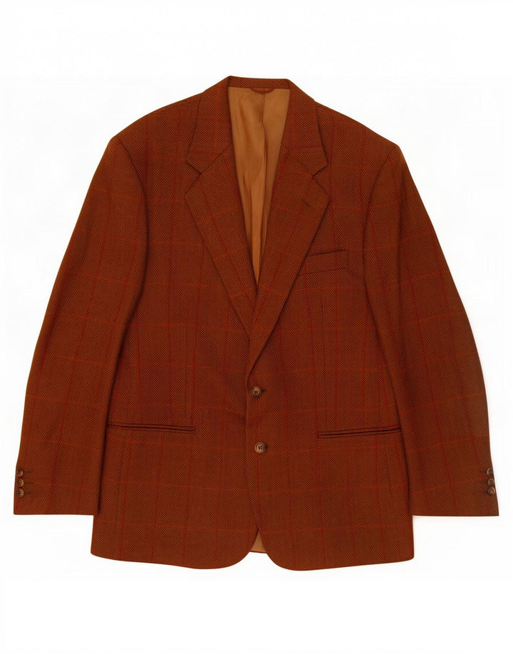 Jaqueta Blazer Masculina de 2 Botões Umberto Scolari IT 50 Grande Xadrez Marrom