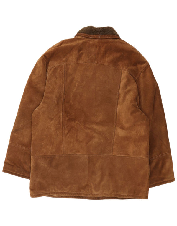Jaqueta de camurça masculina vintage UK 44 2XL couro marrom
