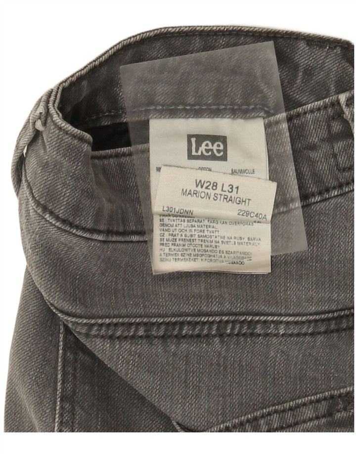Lee Womens Marion Straight Jeans W28 L31 Algodão Cinza