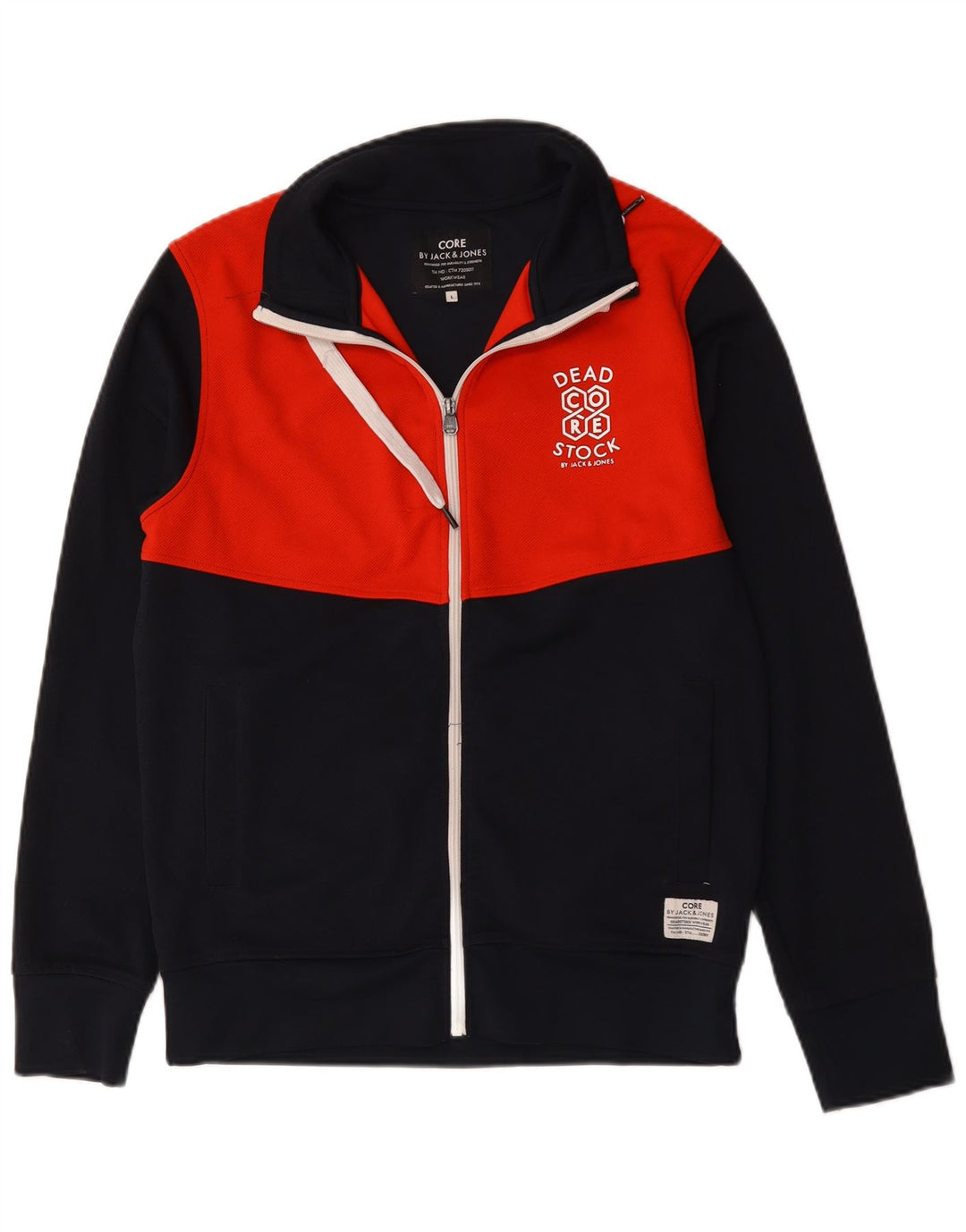 Jack & Jones Jaqueta masculina de agasalho grande bloco colorido azul marinho