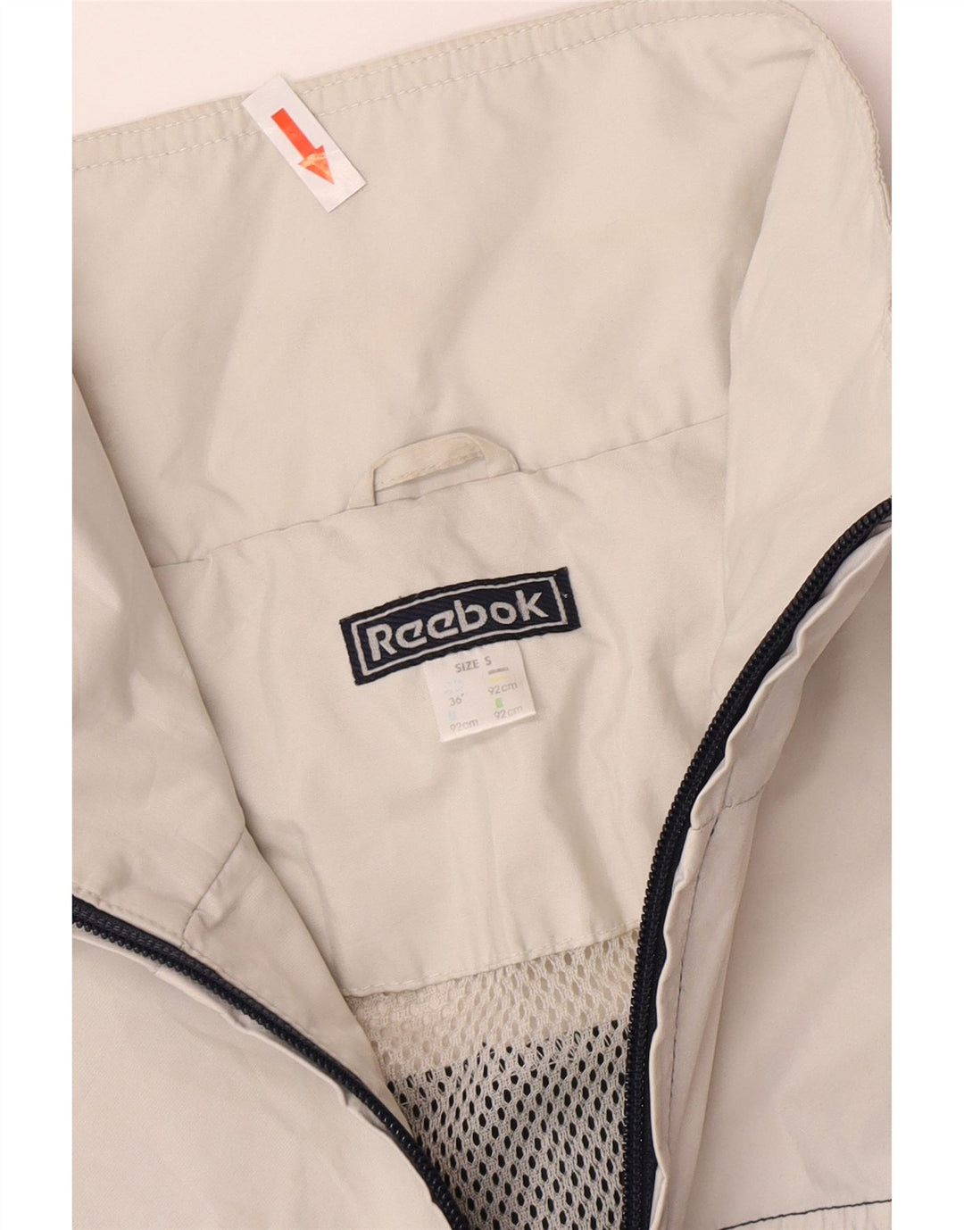 Jaqueta de chuva masculina REEBOK pulôver Reino Unido 36 pequeno bloco colorido azul marinho