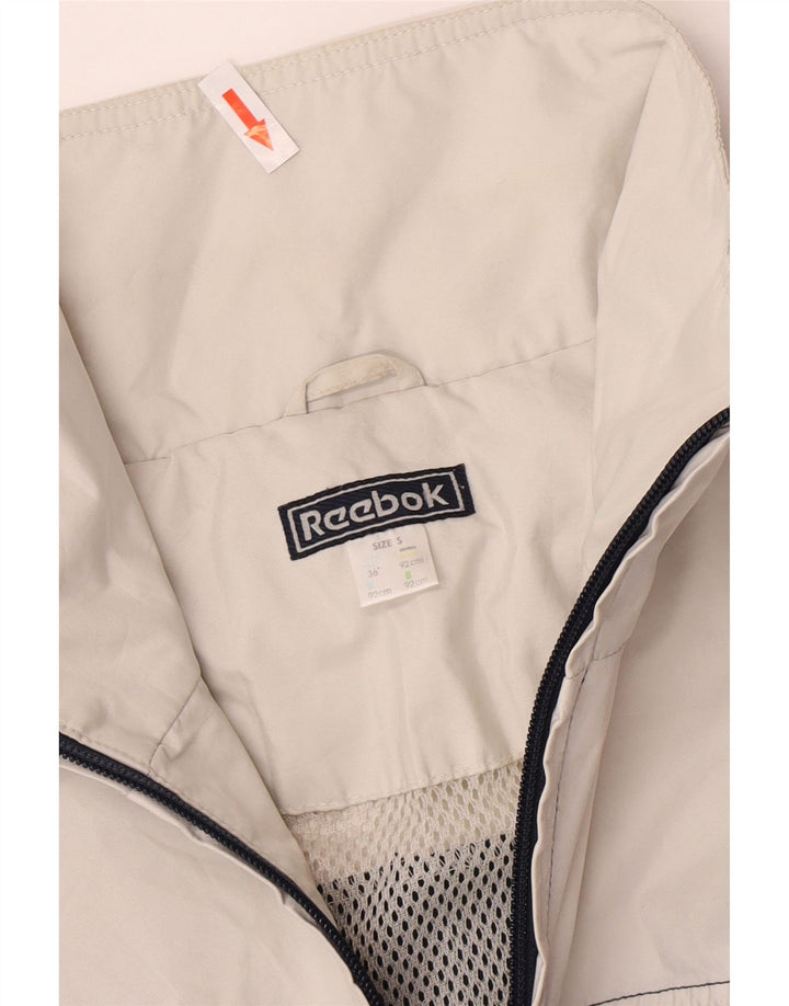 Jaqueta de chuva masculina REEBOK pulôver Reino Unido 36 pequeno bloco colorido azul marinho
