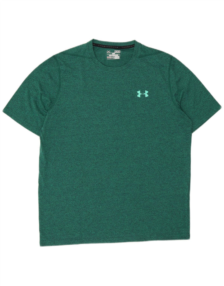 Camiseta solta masculina Under Armour Top médio verde manchado