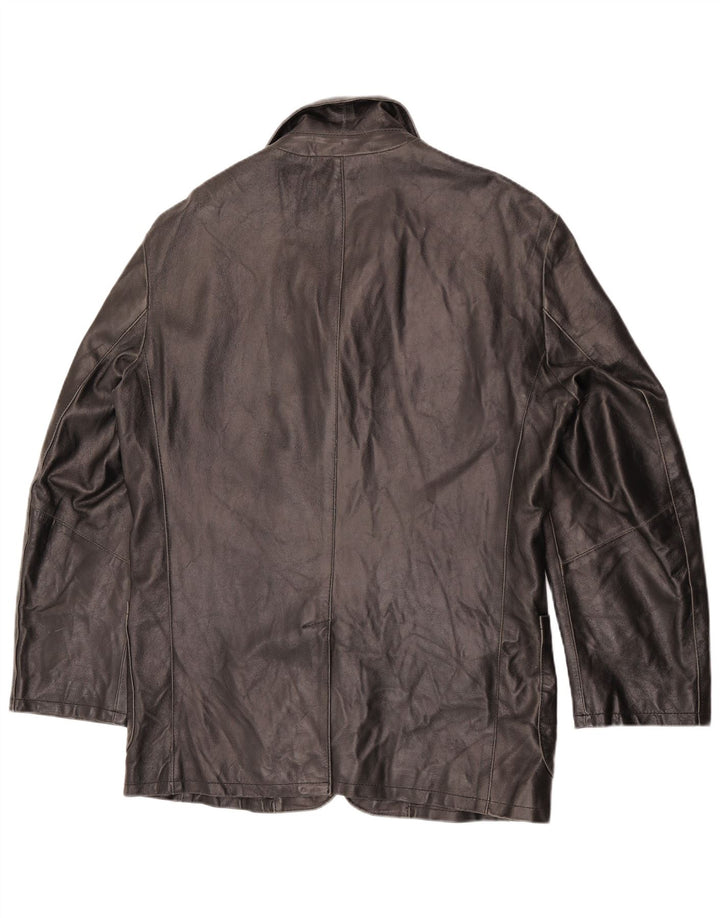 Jaqueta de couro feminina vintage UK 18 XL couro preto