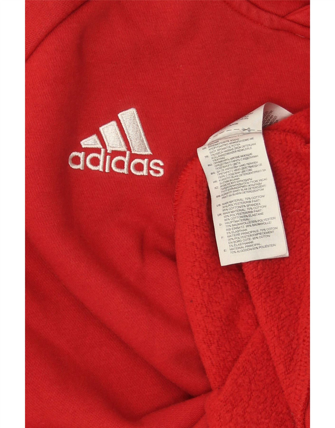 ADIDAS Mens Hoodie Jumper Pequeno Algodão Vermelho