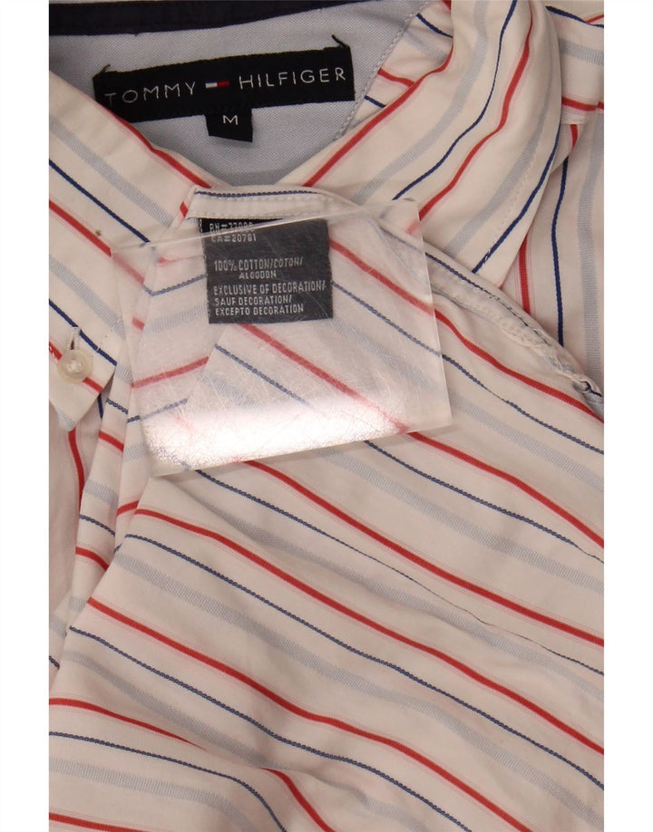 Camisa masculina TOMMY HILFIGER de algodão listrado branco médio