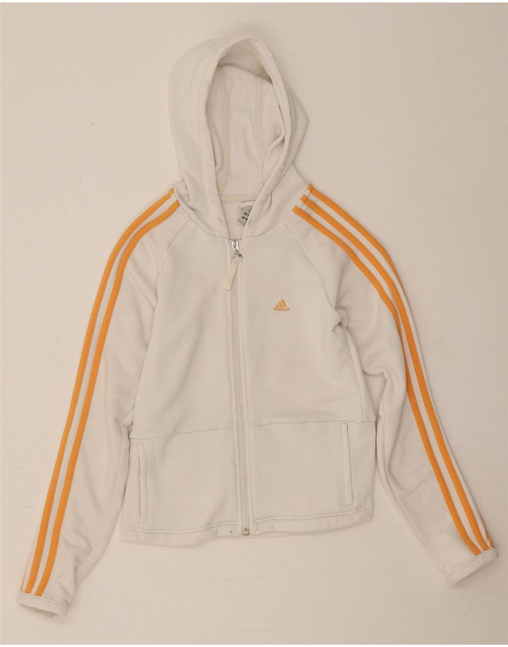 Adidas Womens Hoodie Jumper UK 10 Pequeno Poliéster Branco