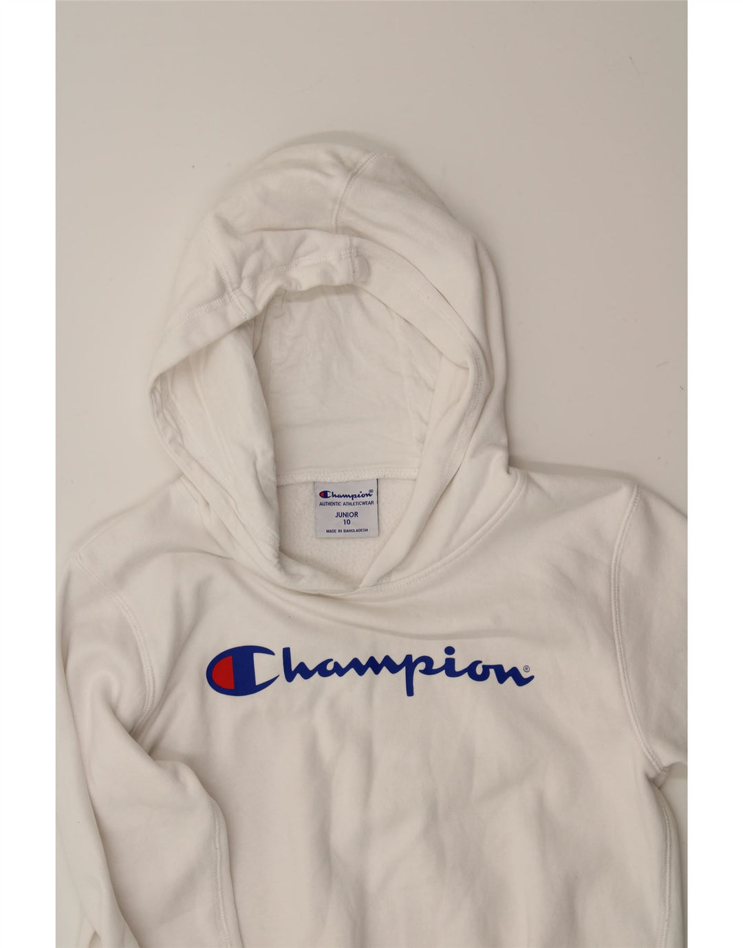 CHAMPION Boys Graphic Hoodie Jumper 9-10 Years White Cotton Vintage Champion and Second-Hand Champion from Messina Hembry 