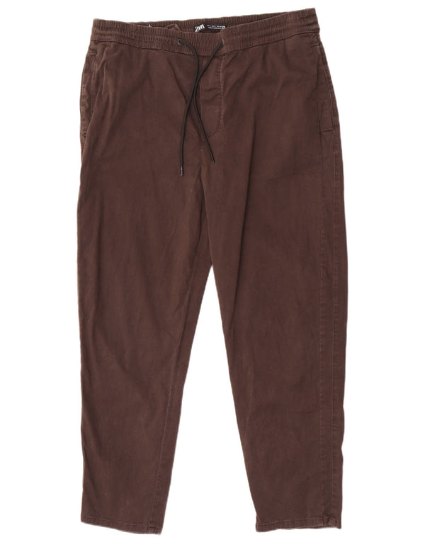 Zara Calça Chino Masculina Cônica Grande W32 L27 Algodão Marrom